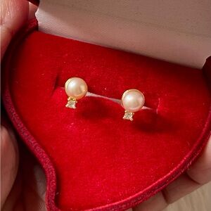 Elegant Gold Filled and Light Purple Pearl Stud Earrings